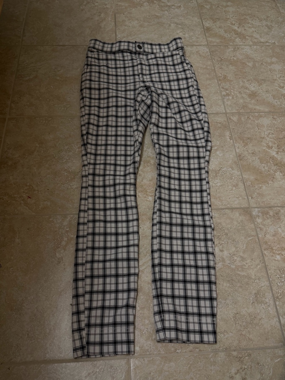 Hollister Black White Plaid Ultra High-Rise Skinny Chino Pants Size Extra Small